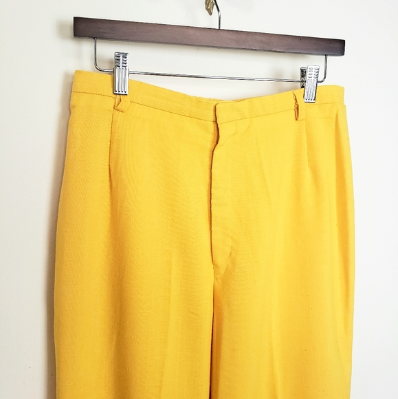 Vintage 60s Linen Highwaisted Trousers Pleated - size 30" waist - Picture 2 of 7